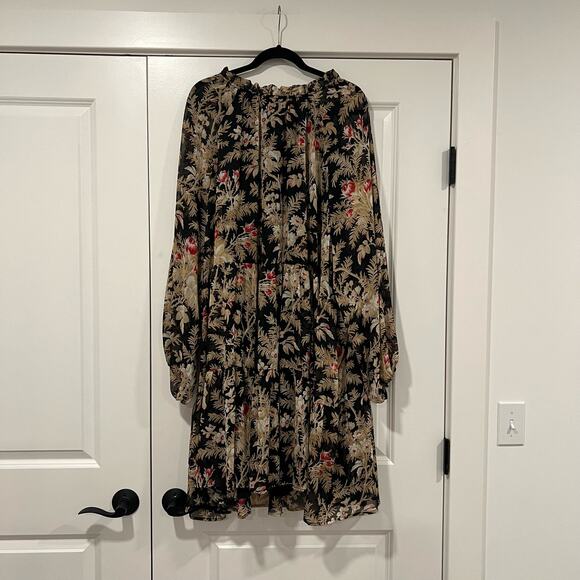 NWT H and‎ M Women's Plus Size Longsleeve Short Dress Brown Black Size 4XL - Picture 6 of 11